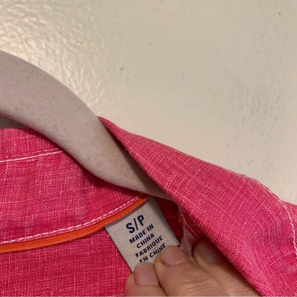 Tommy Bahama Vibrant Pink Collared Button Down Linen Shirt size small - Picture 2 of 4